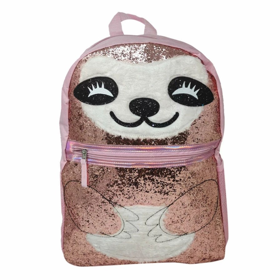 * Bags & Backpacks | Girls Sloth 16 Backpack Super Glitter W/ Front And Side Mesh Pockets