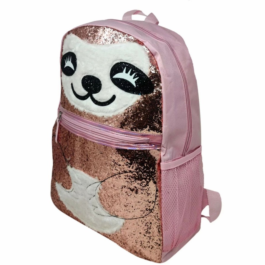 * Bags & Backpacks | Girls Sloth 16 Backpack Super Glitter W/ Front And Side Mesh Pockets