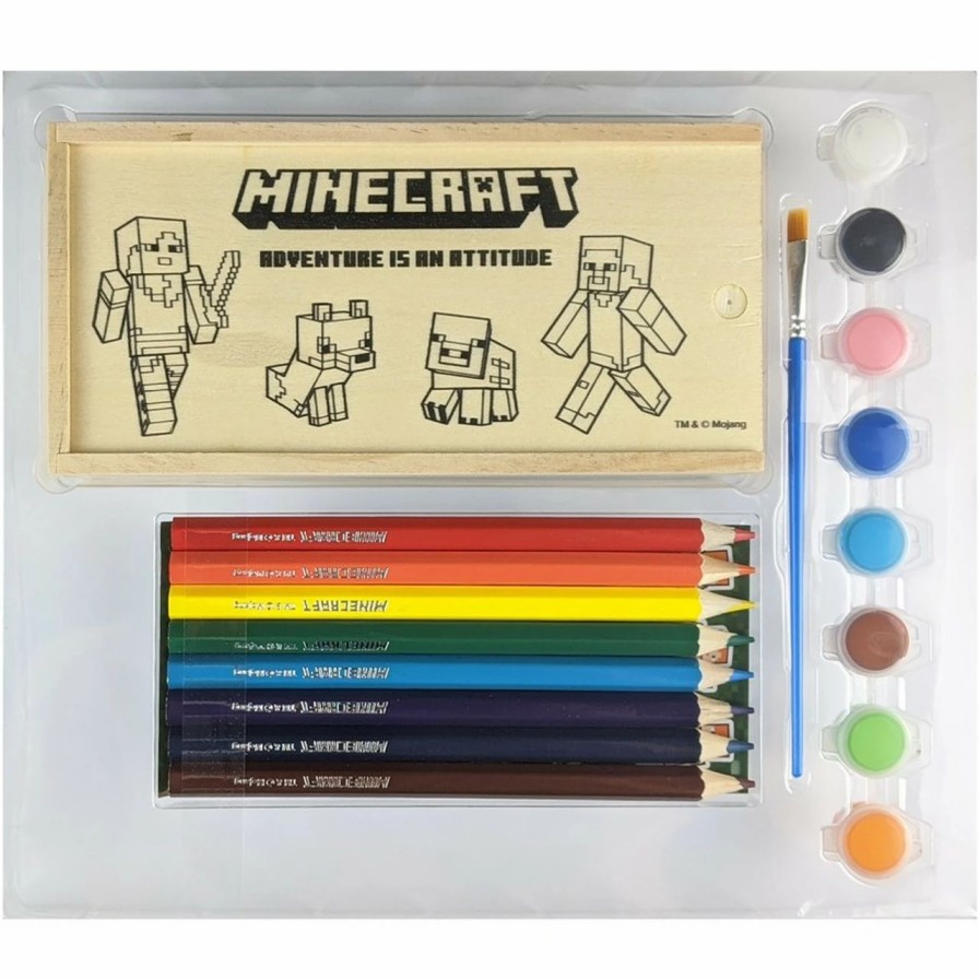 * General Stationery | Minecraft Wooden Pencil Box Set