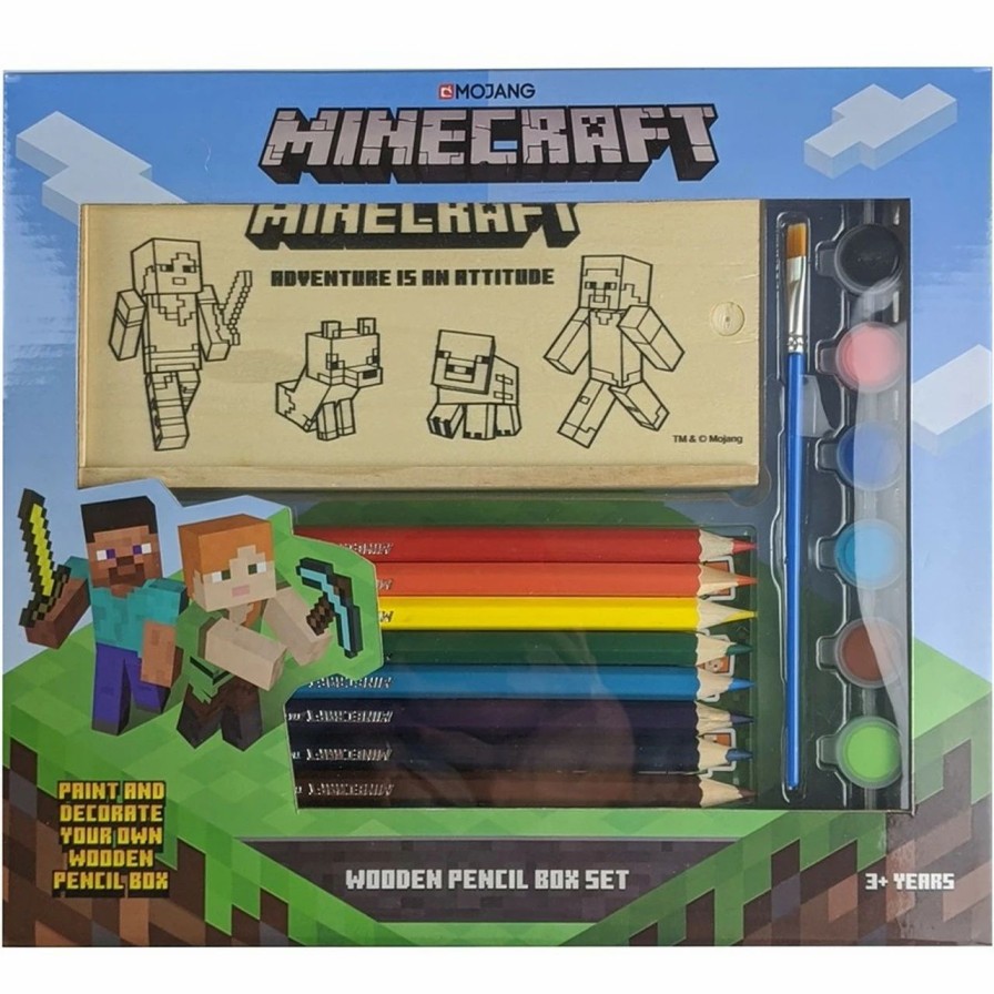 * General Stationery | Minecraft Wooden Pencil Box Set